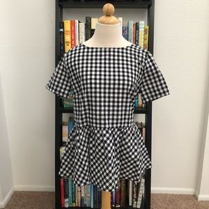 BLACK & WHITE Gingham SHEIN Bow Back Peplum